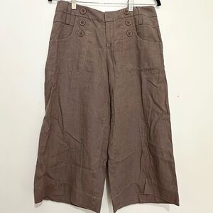 London Jean Chino Women's The Marisa Fit Gaucho Pants Linen Cropped Brown size 4